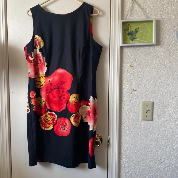 AB Studio Dresses & Skirts - AB 16 Womens Black Sleeveless Floral Print Dress‎ bright colorful